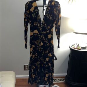 Reformation Bernadette Floral Black and Yellow Dress